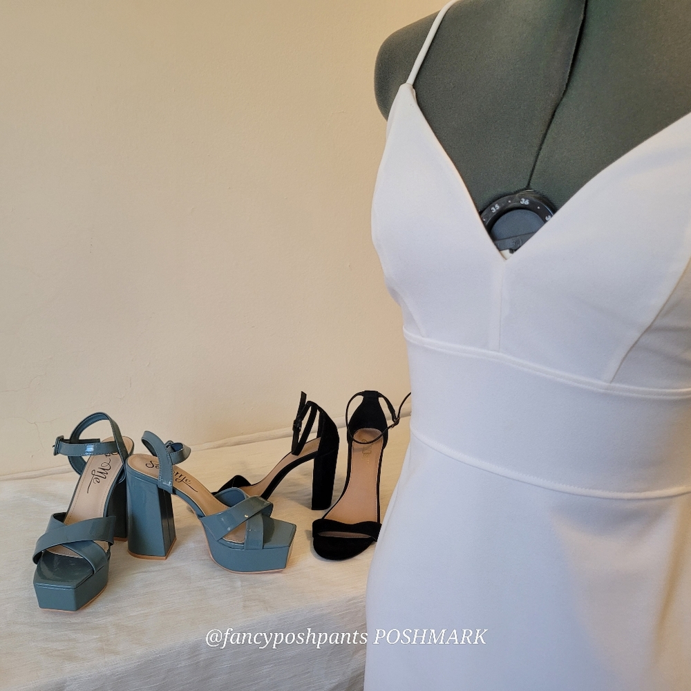 Chunky heel adjustable strap dressy sandal party prom dance shoe - Picture 17 of 17